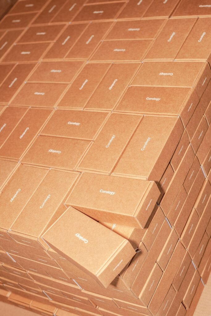 A brown labeled box